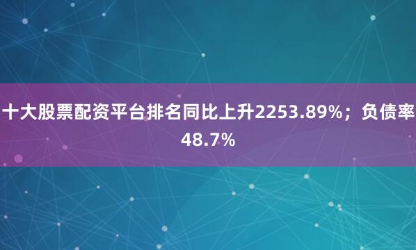 十大股票配资平台排名同比上升2253.89%；负债率48.7%